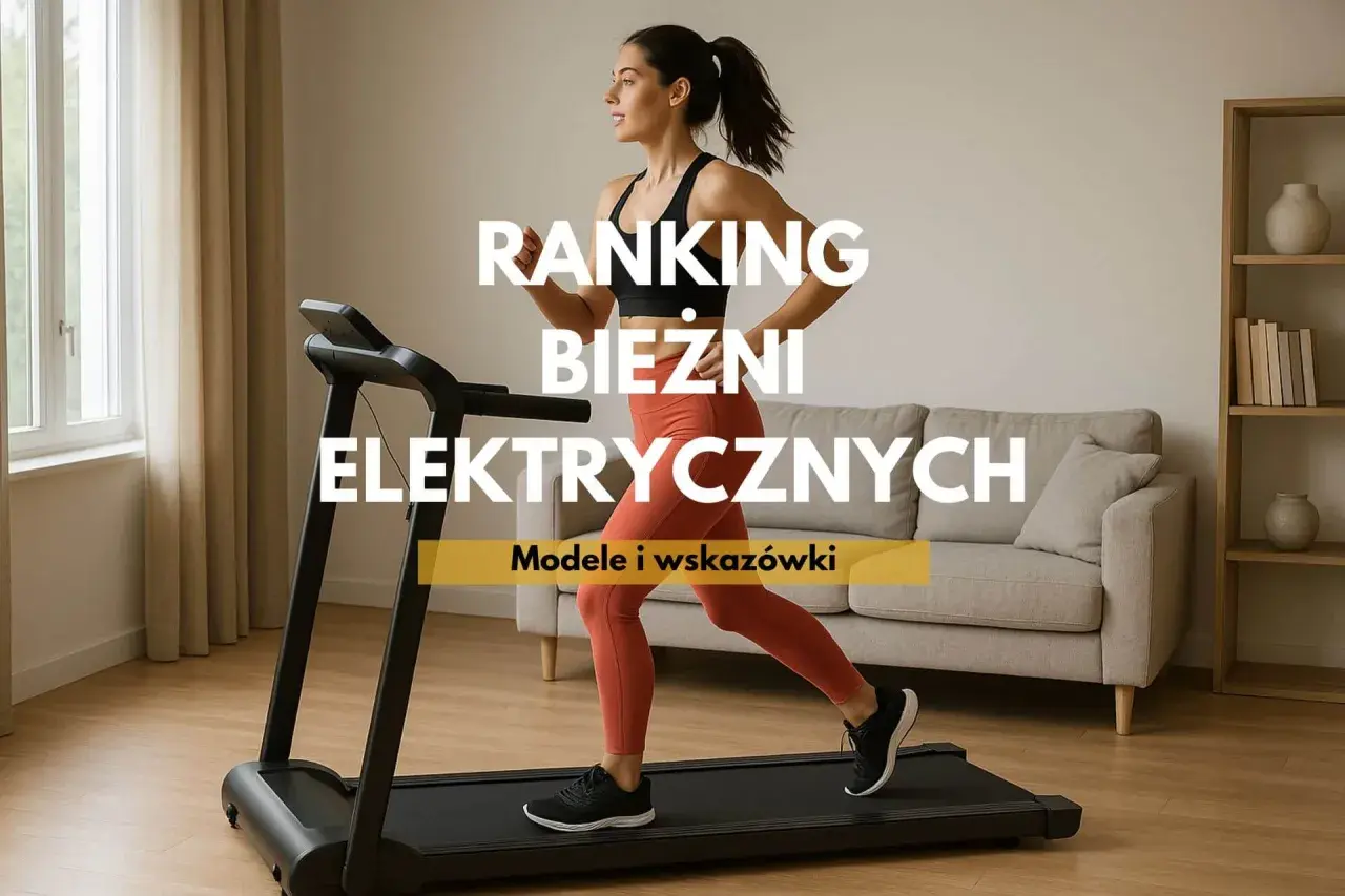 Kobieta ćwiczy na bieżni elektrycznej w domowym zaciszu.